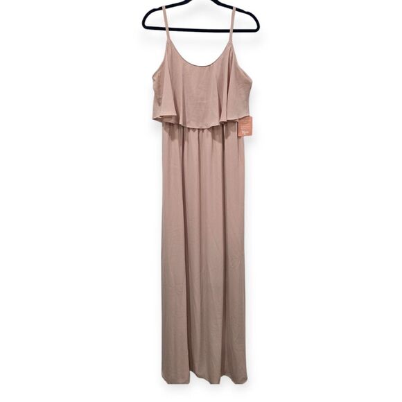 NWT Show Me Your Mumu Size L Caitlin Ruffle Maxi Dress Dune New Boho Pink - Picture 1 of 4